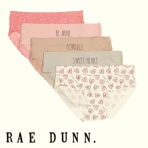 RAE DUNN 5pk Lace Trim Hipster Briefs Panties Multi Pink Hearts Sweetheart M